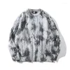 Herentruien licht luxe mode tie-dye gradiënt trui heren luie wind Harajuku oversized losse all-match man kleren