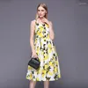 Robes de soirée The Sling Lemon Floral Cross Border Maxi Bohème Robe Femmes Robe 20 Été Long Casual Plage Sexy Lâche Plus La Taille