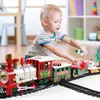 Christmas Toy Supplies Electric Train Set Railway S Racing Track med Music Santa Claus för träddekor Xmas -gåvor 230224