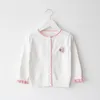 Jackets Korea Style Girls Cardigan Sweater Blouse Kinderkleding met bloemengolfmouw voor witte roupas infantis