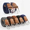 Belts 60 Colors Female Casual Knitted Pin Buckle Men Belt Woven Canvas Elastic Expandable Braided Stretch Belts for Women Jeans Z0223