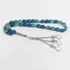 Strand Tasbih Natural Blue Agates Stone islamski człowiek Misbaha Bransoletka Różańca koralika 2023 Arabska biżuteria muzułmańska moda prezent eid adha