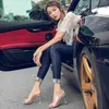 Sandales BKQU été femmes pompes sandales gelée pantoufles bout ouvert talons hauts femmes Transparent Perspex pantoufles chaussures talon clair sandales Z0224