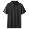 Hommes t-shirts homme été séchage rapide mercerisé T-shirt garçons respirant à manches courtes boutonné tenue de bureau Polo chemise de grande taille 4xl