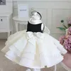 Flickans klänningar Little Girls Vestidos klänning Baby Dress Princess Big Bow Kids Dresses For Birthday Party Toddler Dop Dop Bollklänning W0224