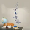 Wall Stickers Home Decoration Open Book Flying Bird Sticker Library Classroom Reading Learning Animal School