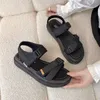 Sandaler sommarskor kvinna platt plattform kvinnor mjuk casual öppen tå kilar strand sandal denim bekväma sandalier y2302