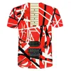 Męskie koszule wysokiej jakości tshirt mężczyzn Kobiety 3D drukuj śmieszne czerwone gitara krótkoczestrunkowa koszula dla dzieci