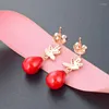 Stud Earrings Authentic 925 Sterling Silver Earring Rose Gold Leaf Bodhi Crystal For Women Girl Wedding Party Jewelry Gift