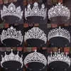 Bruiloft haar sieraden trendy zilveren kleur kristal bruiloft haaraccessoires bruids tiara en kronen vrouwen prinses hoofd sieraden diadeems 230223