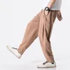 Pantaloni da uomo Taglie forti Cotone Lino Harem Cintura da uomo Jogging Abbigliamento tradizionale cinese Sport Casual Harajuku