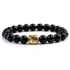 Strand Beaded Strands Buddha Head Natural Stone Black Bracelet Men Women Meditation Stretch Bracelets Bangles Charm Yoga Healing Prayer