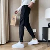 Männer Hosen Herbst Winter Dicke Warme Casual Cargo Für Männer Kleidung 2023 Einfache Slim Fit Seitentaschen Hip Hop Joggers hosen Schwarz 36