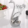 Set di stoviglie Lega Swan Forchetta Stoviglie Cucchiaio Set Supporto per stand Festa di nozze Decorazione di frutta Cena argenteria