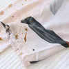 Pijama feminina feminina de duas peças feminina de duas peças da primavera/verão com calças de peito Rayon Streous Star Print 98% viscose