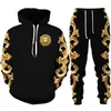 Tracksuits voor heren Fashion Golden Lion Men's Hoodie Sweatwear Hoodie Spring en Autumn 3D Printing tweedelige set Z0224