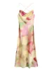 Casual Dresses Summer Slip For Women Cowl Neck Spaghetti Strap Tie Dye Print Midi Sexy Open Back Elegant Party 230224