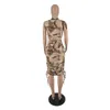 Women Camouflage Two Piece Dress Slim Sexy Bodycon Short Sleeve Crop Top Sets Casual 2 Piece Outfits