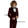 Zestawy odzieży chłopców Suit 3 -częściowy aksamitny formalny ślub smokingowy kurtka lapowa piezocze
