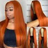 Baihong In Orange Ginger Front Lace Wig Cabelo Humano Liso Pré-depilado Com Bebê Preço de Atacado à Venda