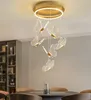 Luxury Modern Golden Butterfly Staircase LED Chandelier Nordic Round Dimmable Suspension Light Duplex Building Villa Dining Chandelier