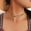 Choker Trend moda podwójne warstwy kolorowe akrylowe koraliki naszyjnik dla kobiet vintage bohemian colar chocker biżuteria