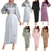 Kleid ethnische Kleidung für Frauen lila arabisches Kleid Klassischer Rundhalsausschnitt elegante Taille, Mode edle kleine Laterne Ärmelmanschette elastischer Verschluss