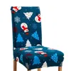 Housses de chaise 85LD Housse de salle à manger de Noël Décoration Mignon Bonhomme de neige Flocon de neige Motif Père Noël Housse de protection amovible extensible