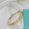 Marca original TFF versão alta Tknot edge series pulseira com diamante 18K ouro rosa moda 925 prata