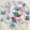 Roupas de banho feminina de manga longa maiô de biquíni floral biquíni maiô feminino biquini tankini conjunto twopiece serve feminino biquinis 230224