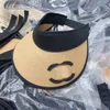 Kvinnors designer C-bokstäver stråhatt visorer kep