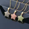Choker SINLEERY 316L Stainless Steel Gold Color Star Necklace For Women Green Purple Blue Zirconia Chain Fashion Jewelry XL993 SSB