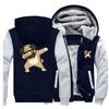 Men's Hoodies 2023 Autumn Winter Arrival Warm Fleece DABBING PUG Men Hoodie Hip Hop Dog Streetwear Zipper Fashion Casual Sweatshirts Coat