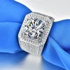 패스 테스트 D 컬러 2/5ct Moissanite Diamond Ring 100% Real 925 남자 보석 선물을위한 스털링 실버 약혼 웨딩 밴드 반지
