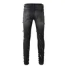 Marca Denim Vermelho Amirres Jeans Hot Designer Calças Diamante Homem Moda Carimbo Lavagem Jeans Preto Abrasão Rugas Pintura Elástica Slim Fit Calças amr LG73