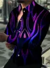 Mens Casual Shirts Fashion Luxury Men Shirts Single Breasted Shirt Casual Purple Turbulent Print Long Sleeve Tops Mens Clothing Hawaii Cardigan 230224