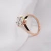 Cluster Rings 14k Rose Gold Ring Classic 6 Moissanite VVS1 Round Cut 1CT 2CT 3CT Engagement Anniversary