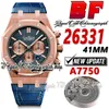 BFF V3 bf26331 Montre pour homme ETA A7750 Chronographe automatique Cadran à texture bleue Marqueurs de bâton Boîtier en or rose Bracelet en cuir 2023 Super Edition Montres chronomètre d'éternité