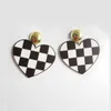 Dangle Earrings Fashion Simple White And Black Squares Heart Drop Women Cute Acrylic Earring Jewelry Wholsale Festival Gift E18086