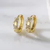 Hoop Earrings Mafisar Fashion Gold Plated Zircon Flower Geometric Metal Circle Mini Round For Women's Daily Wear