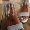 Strass Gland Chunky Talon Chaussures De Mariage Femmes Blanc Talons Hauts Bretelles Bout Ouvert Sparkle Cristaux Prom Party Occasion Pompes Sandales 3 pouces