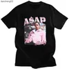 Herr t-shirts herr t-shirts ASAP Rocky Portrait Graphic Aesthetics T-shirts Hip Hop Cotton Kort ärm Löst par T-shirt Casual Harajuku Tshirt W0224