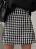 스커트 msfancy 격자 무늬 미니 스커트 여성 흑백 패션 공식 Faldas Mujer Korean Style High Waist Short Jupe 230224