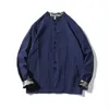 Casual shirts voor heren Chinese stijl jas heren tangpak bedrukte top retro linnen katoen ronde knop jas groot formaat