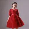 Flickans klänningar 2023 Baby Girl New Year Red Dress Toddler Dop Princess Ball Gown 1st Birthday Dresses Spädbarn Lysta Big Bow Vestido