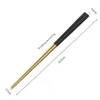 箸5ペアステンレス鋼中国の金セットブラックメタルチョップスティック寿司ディナーウェア230224
