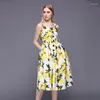 Vestidos de festa o lemon de limão de limão Floral Fronteira Maxi Bohemian Dress Women Robe 20 Summer Long Casual Beach Sexy Sexy Loose Plus Tamanho