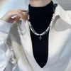 Choker Double-layered Pearl Cross Necklace Bracelet Set For Men And Women Hip-hop Gothic Accessories With Feminine Collarbone Chain