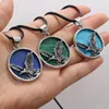 Pendant Necklaces Natural Agates Stone Necklace Exquisite Eagle Pattern Round For Jewelry Gift Length 55 5cm