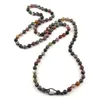 Łańcuchy moda czeska biżuteria 8 mm długość wiązanego naturalnego kamiennego kamienia cyrkonu homara zapięcie naszyjnik dla kobiet